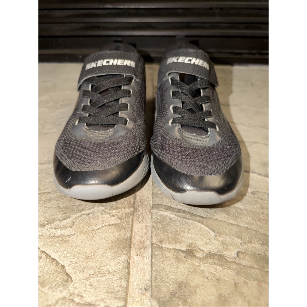 Skechers Youth Size 3 Microspec Max Black Athletic Running Sneakers Black B31